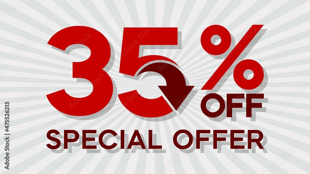 Special offer discount up to 35 percent, banner template design, special offer discount sales promotion. vector template illustration Special offer discount up to 35 percent, banner template design, special offer discount sales promotion. vector template illustration