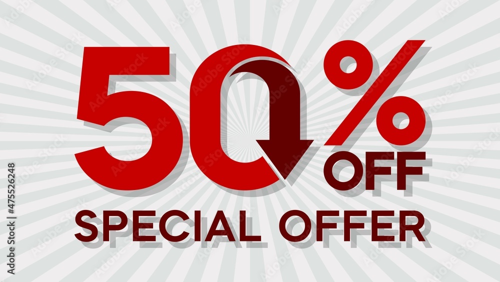 Special offer discount up to 50 percent, banner template design, special offer discount sales promotion. vector template illustration Special offer discount up to 50 percent, banner template design, special offer discount sales promotion. vector template illustration