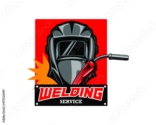 welding helmet with welding torch logo