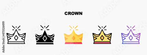 Crown icon designed in outline flat glyph filled line and gradient. Perfect for website mobile app presentation and any other projects. Enjoy this icon for your project.