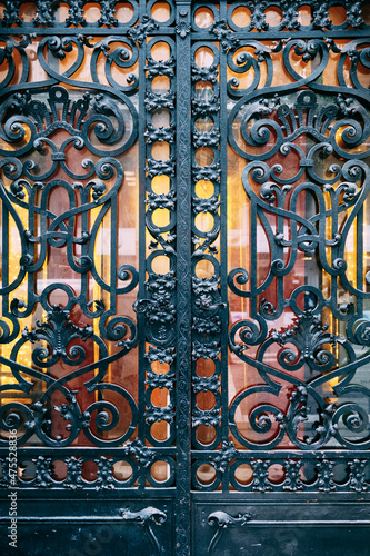 Beautiful wrought iron gates with monograms and floral designs