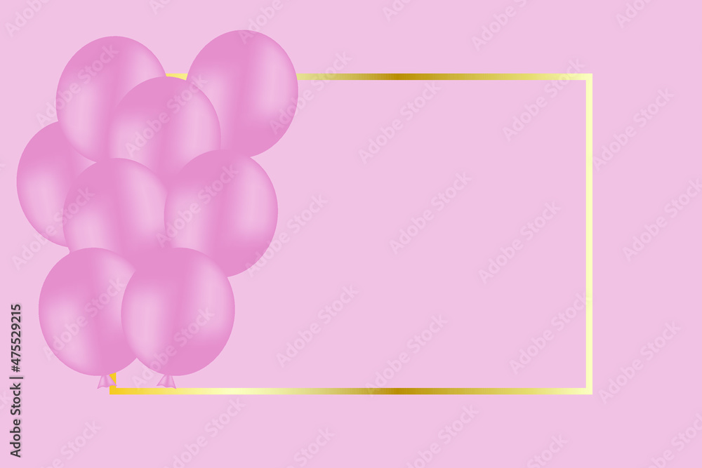  Birthday card with pink balloons for text