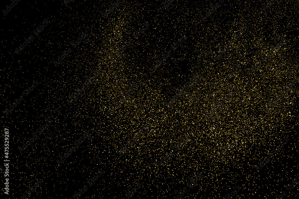 Gold Glitter Texture Isolated on Black Background. Golden stardust. Amber Particles Color. Sparkles Rain. Vector Illustration, Eps 10. Gold Glitter Texture Isolated on Black Background. Golden stardust. Amber Particles Color. Sparkles Rain. Vector Illustration, Eps 10.