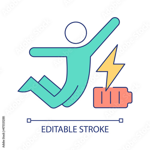Boosting personal energy RGB color icon. Living active life. Healthy life and biorhythms. Isolated vector illustration. Simple filled line drawing. Editable stroke. Arial font used
