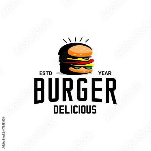 burger logo, cafe and restaurant logo design