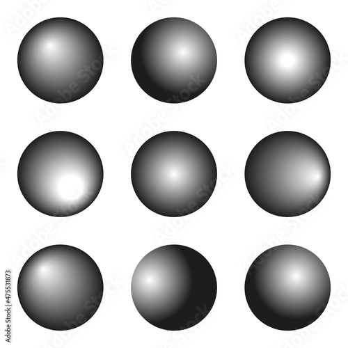 Dotwork 3D Spheres vector background. Sand grain effect. Black noise stipple dots. Abstract noise dotwork balls. Black dots grunge round elements. Stipple circles. Dotted vector spheres.