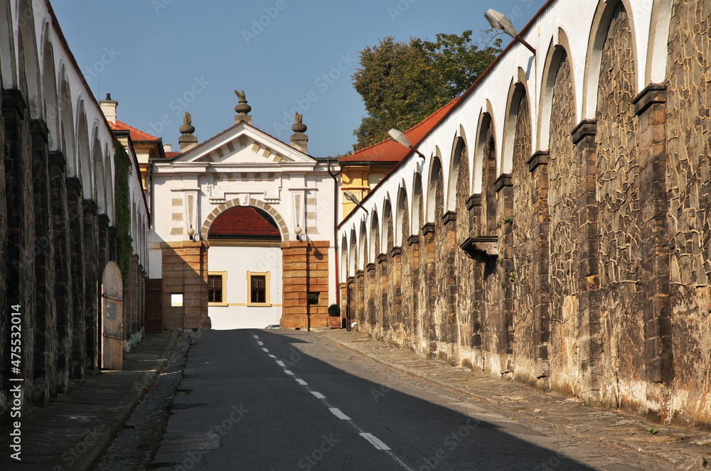 Way to Decin Castle - Dlouha Jizda street in Decin. Czech Republic