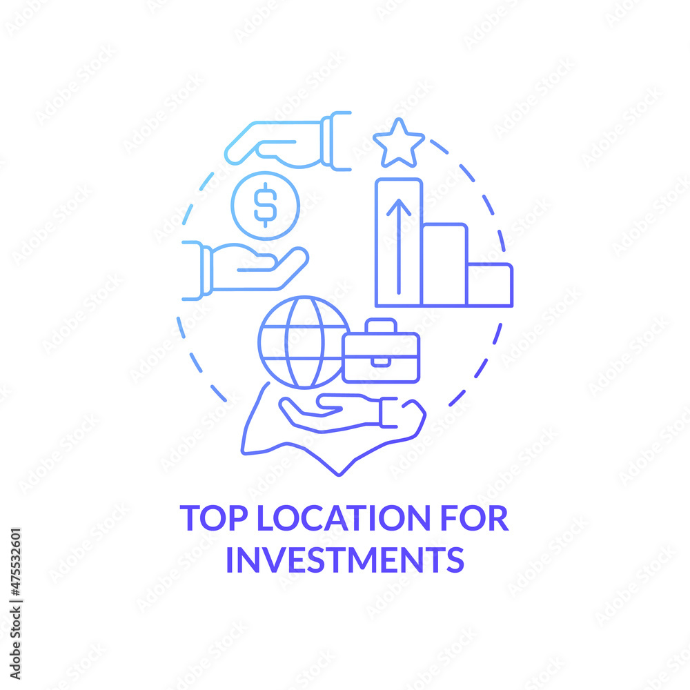 Top location for investments blue gradient concept icon. Singapore business abstract idea thin line illustration. Foreign investors. Isolated outline drawing. Roboto-Medium, Myriad Pro-Bold fonts used Top location for investments blue gradient concept icon. Singapore business abstract idea thin line illustration. Foreign investors. Isolated outline drawing. Roboto-Medium, Myriad Pro-Bold fonts used