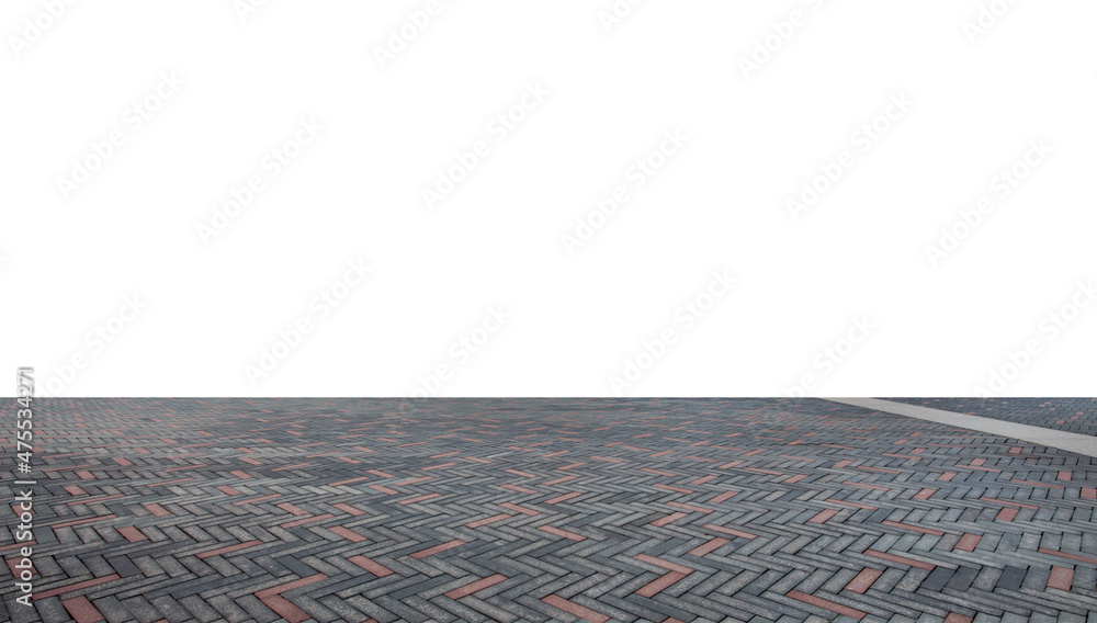 Empty brick floor isolated on white background