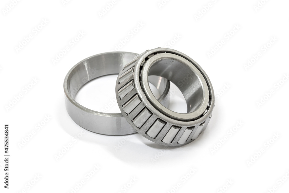 Modify taper bearing on a white background, Motorcycle taper bearing close-up, Motorcycle modify.