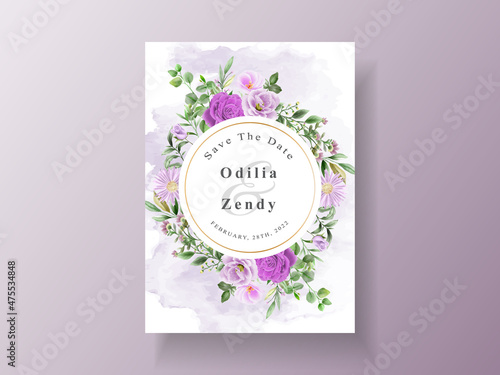 Beautiful floral hand drawn wedding invitation template