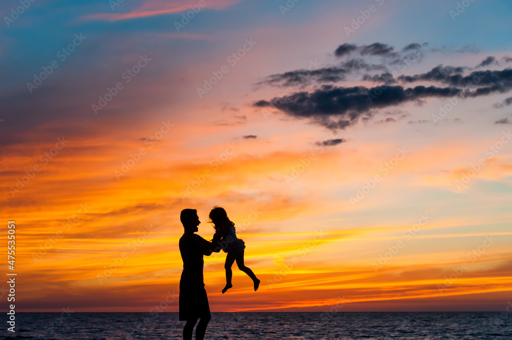 A Young Girl Child Kid Silhouette Shadow Black Sky Colorful Get Outside Fresh Air Childhood Unplugged Play Run Wind Fun Hugging Dancing Enjoying the View Clouds Cloud Bright Orange Pink Blue Father
