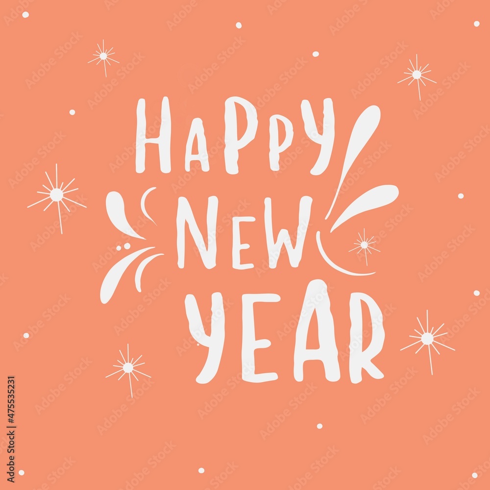 Happy New Year in white and peach background Happy New Year in white and peach background