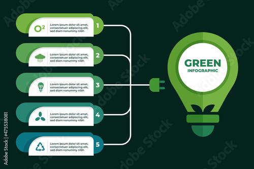 Green Lightbulb Energy Nature Infographic Template
