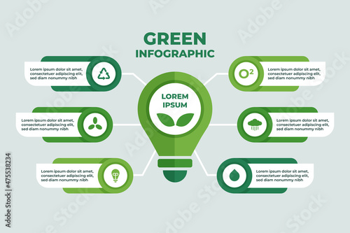 Green Lightbulb Save Nature Environment Infographic Template