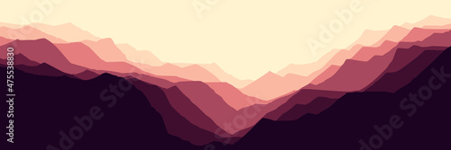 rocky mountain landscape flat design vector illustration for wallpaper, backdrop, background, web banner, and design template © FahrizalNurMuhammad