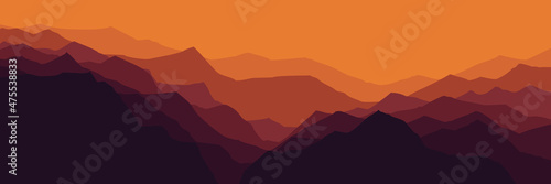 rocky mountain landscape flat design vector illustration for wallpaper, backdrop, background, web banner, and design template
