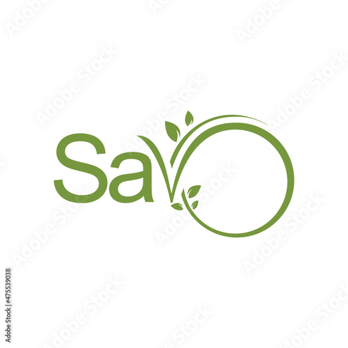leaf with circle and letter v eco friendly logo
