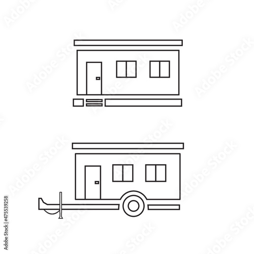 Mobile office trailer and ground level office icon - satellite office icon - portable office rental