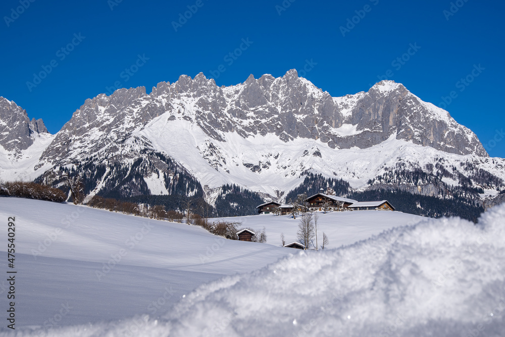 Idyllic winter landscape in Kitzbuehel, Tyrol, Austria