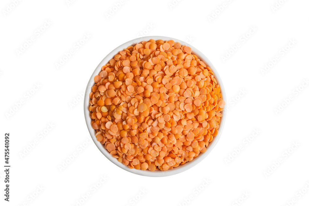 Red lentils in a cup from above Red lentils in a cup from above