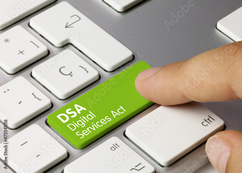 DSA Digital Services Act - Inscription on Green Keyboard Key. Fototapet