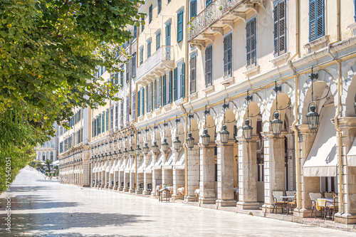 Fototapeta Naklejka Na Ścianę i Meble -  Spianada and Venetian buildings in Kerkyra or Corfu Town in the Island of Corfu Ionian Islands Greece, Europe