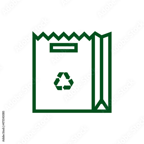 bag with recycle symbol isolated on white background. Vector illustration eps 10.