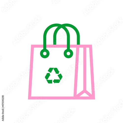 bag with recycle symbol isolated on white background. Vector illustration eps 10.