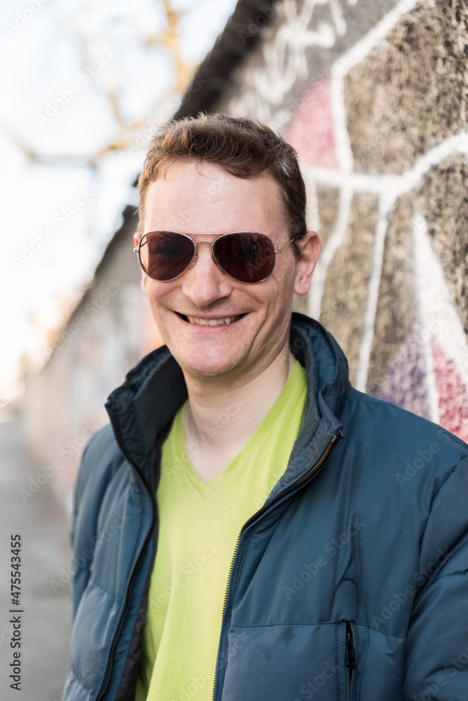 Portrait of a 40 year old white male tourist with sunglasses Portrait of a 40 year old white male tourist with sunglasses
