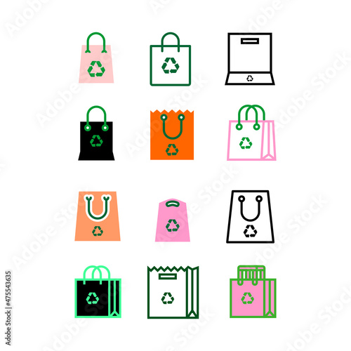 collection bag with recycle symbol isolated on white background. Vector illustration eps 10.