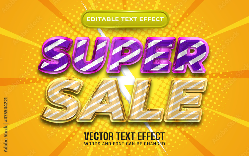 Super sale editable text effect comic style