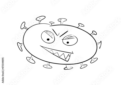 Drawing of covid virus cartoon style photo