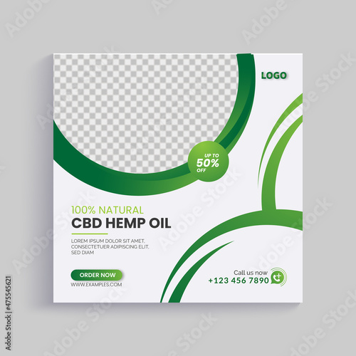 Hemp product cbd oil social media post banner template