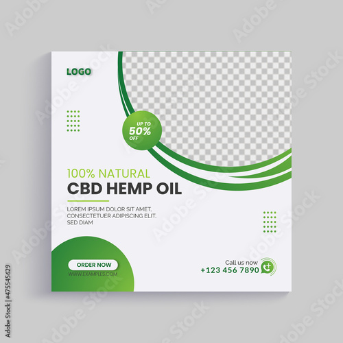 Hemp product cbd oil social media post banner template