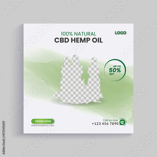 Hemp product cbd oil social media post banner template