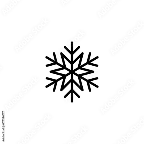 Snowflake icon. New Year and Christmas attribute. Weather element. The symbol of cold, snow, winter and frost. Isolated abstract raster illustration. 