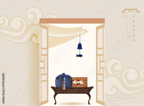 Korean new year background with traditional pattern.
