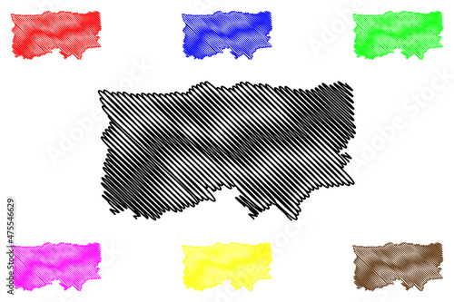 Ludhiana district (Punjab State, Republic of India) map vector illustration, scribble sketch Ludhiana map