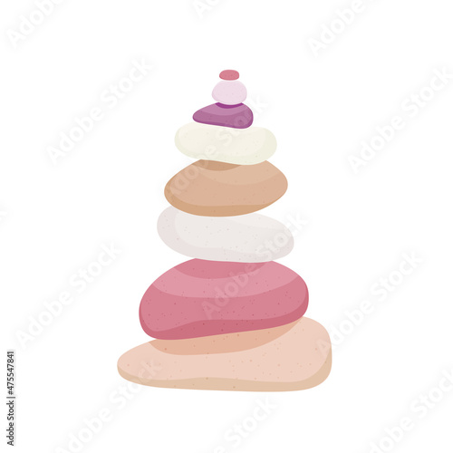 A pyramid of stones. Pebbles of different colors. Vector illustration on a white background.