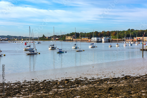 Upnor near Rochester & the Medway Estuary in Kent, England. Upnor castle can be seen in the distance. photo