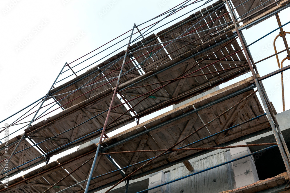 scaffolding during the construction of a multi-storey building
