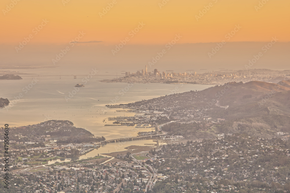 San Francisco Landscape in the Evening from Mt Tamalpais