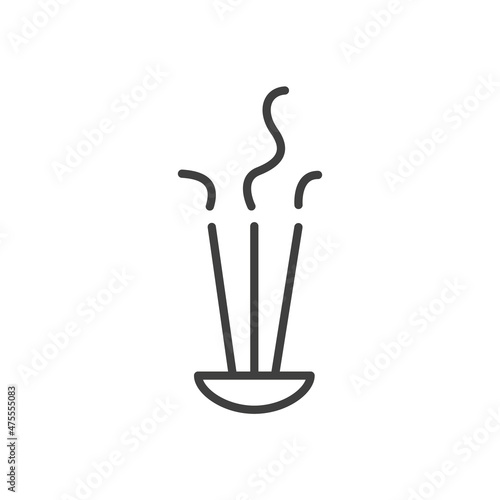 Scented Spa stick on holder. Incense sticks. Cosmetic procedure, yoga and aromatherapy. Vector outline icon isolated on white.