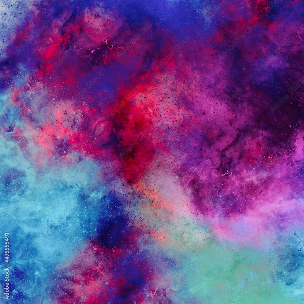 Purple illustration, backdrop for social media, coloured square background made with powder texture, creative concept of galaxy design, Universe idea graphic, mixed colour with powdered painting