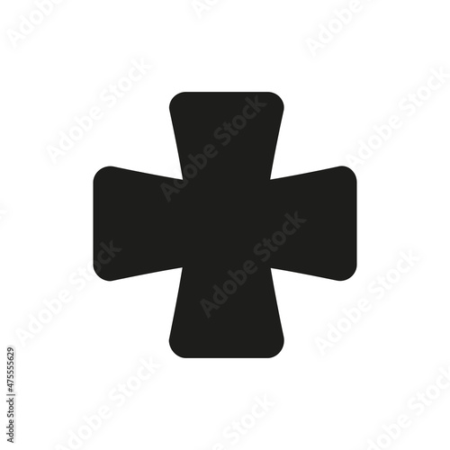 Cross black icon. Christian cross silhouette. Vector illustration isolated on white.