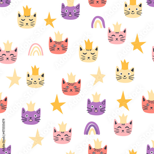 Photography Seamless cat princess pattern