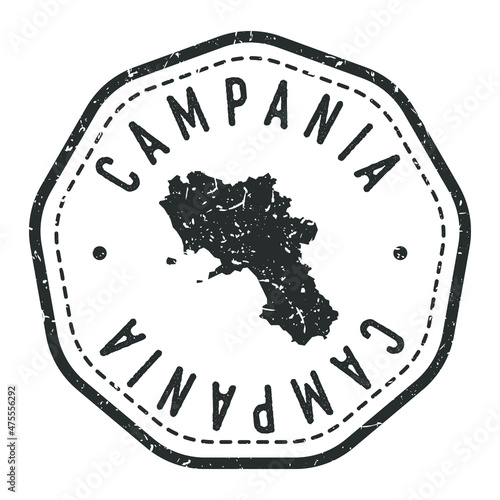 Tableau sur toile Campania, Italy Map Stamp Retro Postmark