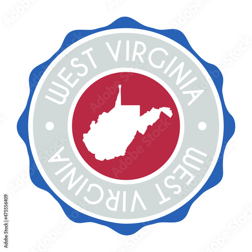 West Virginia, USA Badge Map Vector Seal Vector Sign. National Symbol Country Stamp Design Icon Label. 