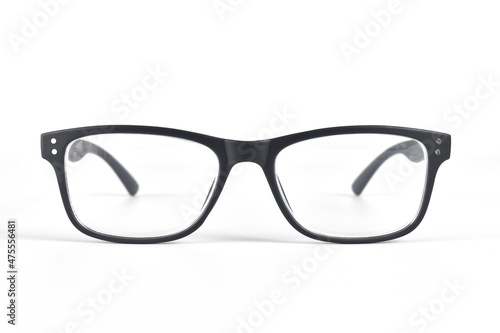 Front view of black glasses isolated on white background